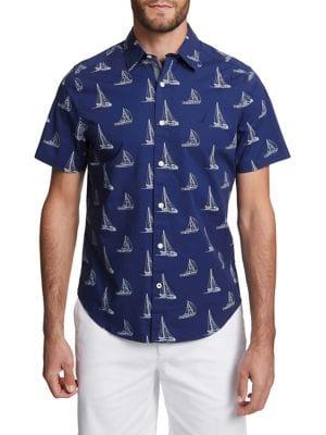 Nautica Classic-fit Sailboat-print Button-down Shirt