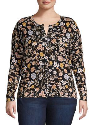 Lord & Taylor Plus Essential Floral Cardigan