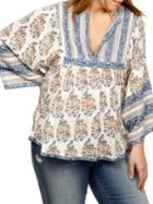 Lucky Brand Plus Mixed Print Top