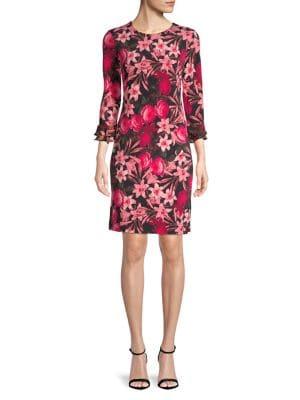Karl Lagerfeld Paris Floral Flare Sleeve Sheath Dress