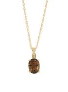 Lord & Taylor 14k Yellow Gold Diamond And Smoky Quartz Pendant Necklace