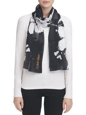 Calvin Klein Satin Stripe Chiffon Scarf