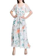 Calvin Klein Plus Floral Cold-shoulder Ruffled Dress