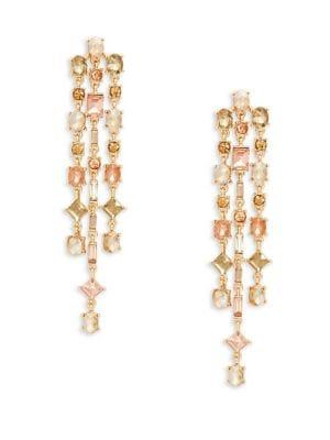 Design Lab Goldtone Multi-row Linear Stone Drop Earrings
