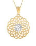 Lord & Taylor 14k Pdc Yellow Gold And Rhodium Geometric Burst Pendant Necklace
