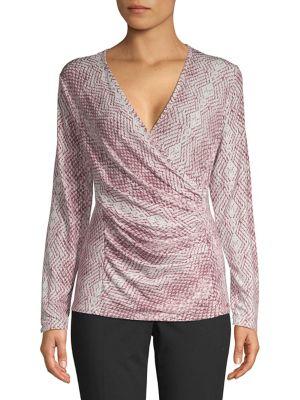 Donna Karan Snake Print V-neck Top