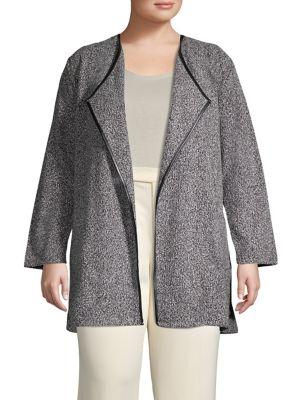 Rafaella Plus Open-front Tweed Boucle Cardigan