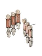 Betsey Johnson Silvertone Faux-pearl & Stone Drama Earrings