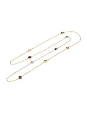 Ripka Boca Semi-precious Multi-stone And 14k Yellow Gold Station Chain Necklace
