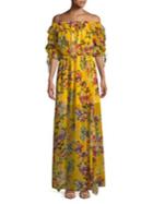 French Connection Floral-print Off-the-shoulder Dress