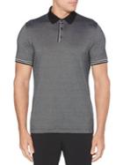 Perry Ellis Ribbed Striped Collar Short-sleeve Polo