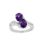 Lord & Taylor Amethyst, White Topaz And Sterling Silver Ring