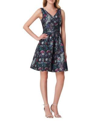 Tahari Arthur S. Levine Floral V-neck Fit-&-flare Dress