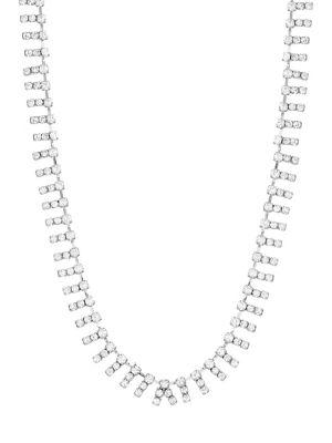 Steve Madden Crystal And Silvertone Bar Necklace