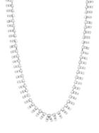 Steve Madden Crystal And Silvertone Bar Necklace