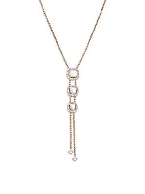 Nadri Framed Crystal And White Mother-of-pearl Adjustable Necklace