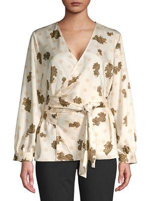 Vince Camuto Sunrise Bay Paisley Belted Wrap Blouse