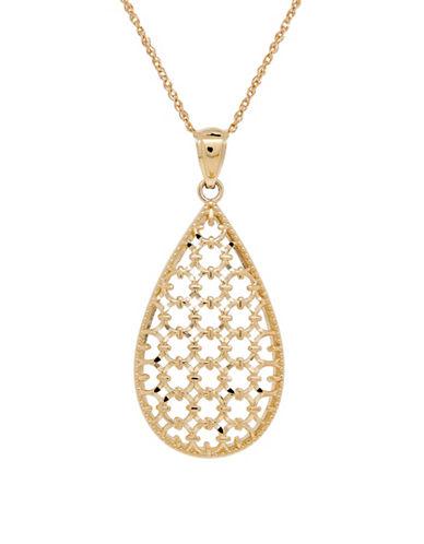 Lord & Taylor 14k Yellow-gold Openwork Teardrop Pendant Necklace