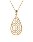 Lord & Taylor 14k Yellow-gold Openwork Teardrop Pendant Necklace