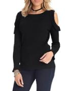 Democracy Cold Shoulder Ribbed Sweater