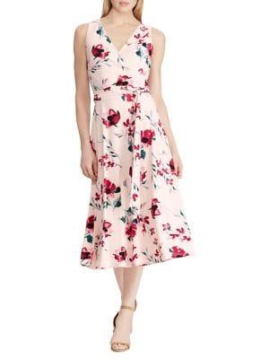 Lauren Ralph Lauren Petite Floral Jersey Surplice A-line Dress