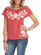 Democracy Floral Embroidered Off-the-shoulder Top