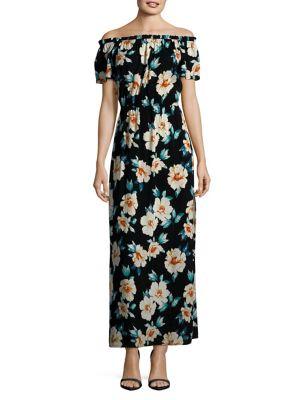 Design Lab Lord & Taylor Off The Shoulder Tropical Maxi Dress