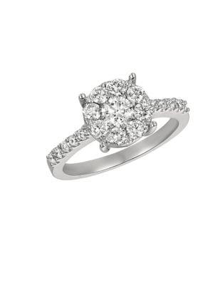 Morris & David Faceted 1.0 Tcw Diamond And 14k White Gold Ring