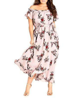 City Chic Plus Skye Floral Maxi Dress