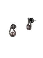 Carolee Pave Paisley And 5mm Freshwater Pearl Earrings