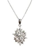 Lord & Taylor Sterling Silver Large Flower Pendant Necklace