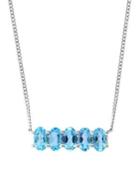 Effy Sterling Silver & Blue Topaz Bar Pendant Necklace
