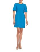 Ellen Tracy Solid Short Sleeve Jewelneck Dress