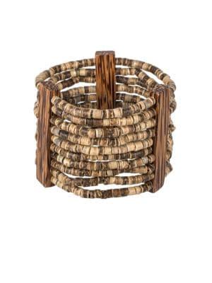 Kenneth Jay Lane Wood Multi-row Stretch Bracelet
