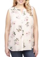 Lucky Brand Plus Floral Silk Top