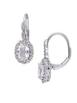 Sonatina White Topaz, 14k White Gold And Diamond-accent Vintage Earrings