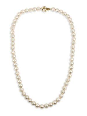 Miriam Haskell White Faux Pearl Long Strand Necklace