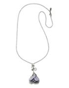 Badgley Mischka 6-7mm Light Grey Pearl And Crystal Flower Pendant Necklace