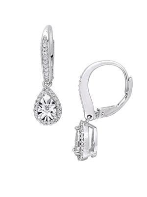 Sonatina Diamond And Sterling Silver Teardrop Dangle Earrings
