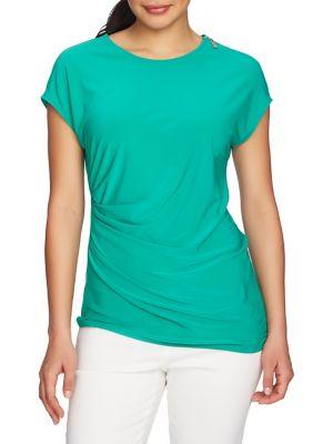 Chaus Zip-shoulder Ruched Top