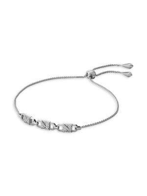 Michael Kors Mercer 14k Sterling Silver And Cubic Zirconia Padlock Slider Bracelet