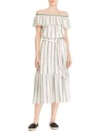 Lauren Ralph Lauren Petite Striped Off-the-shoulder Cotton Maxi Dress