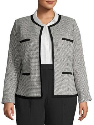 Kasper Plus Textured Open-front Blazer