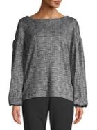 B Collection By Bobeau Scarlet Balloon-sleeve Plaid Top