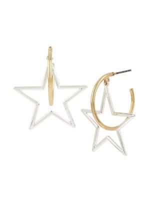 Bcbgeneration Starry Night Two-tone Star Hoop Earrings
