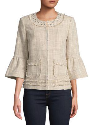 Karl Lagerfeld Paris Tweed Bell-sleeve Jacket