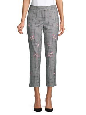 Marella Floral Windowpane Cropped Pants