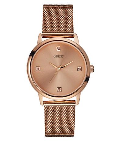Guess Mesh Wafer Rose Goldtone Stainless Steel Analog Bracelet Watch