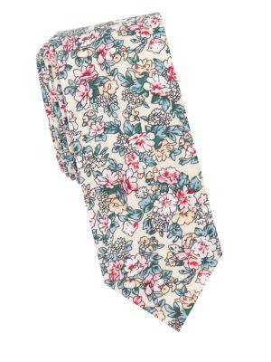 Tallia Orange Notly Floral Cotton Tie
