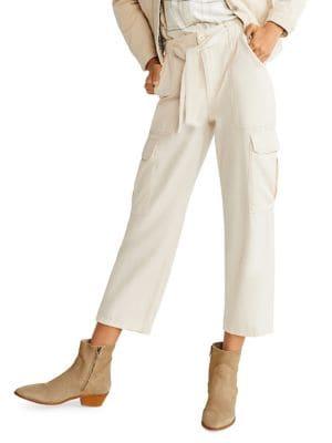 Mango Belted Cotton Cargo Pants